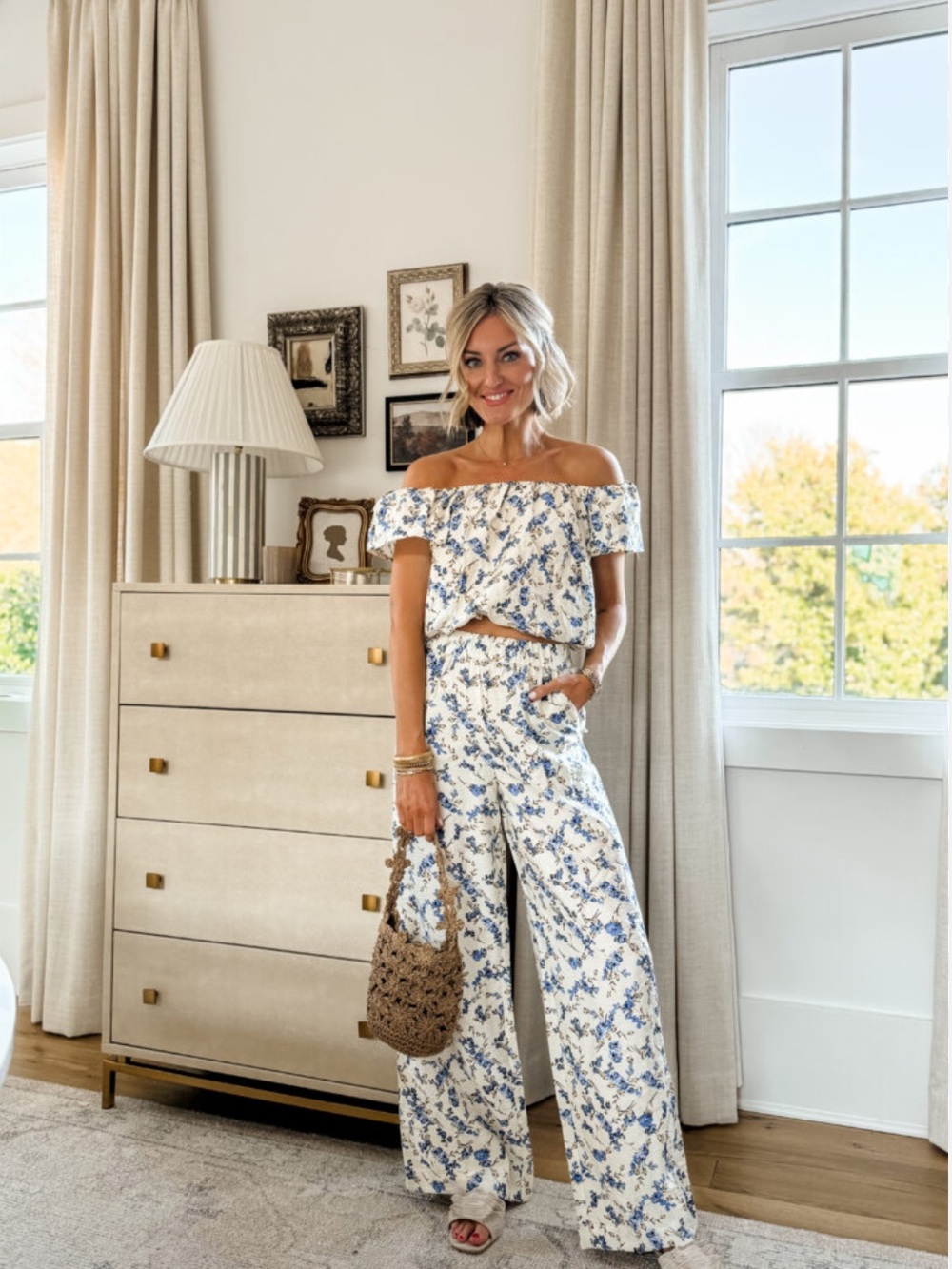 NWOT A New Day Off-Shoulder Floral Wide-Leg Set